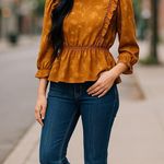 Madewell Woman’s Formal Ruffle-Shoulder Peplum Top in Tonal Botanical XXS Photo 0