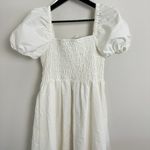 ASTR  the Label Bow Detail Smock Bodice Cotton Blend Dress in White Size Medium Photo 5