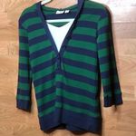 Cato Small Blue/Green/White 3/4 Sleeve Top with hood Photo 0