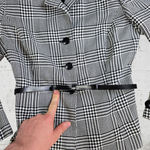 Jones New York 90s Houndstooth Belted Office Blazer Prince of Wales Size 8 NWT Photo 4
