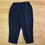Flax  Black 100% Linen Lagenlook Coastal Resortwear Pull On Ankle Slit Pants L Photo 2