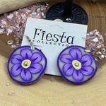 Retro Polymer Hand Painted Flower Earrings Purple Photo 0