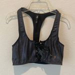 Hot Topic Black Holographic Lace Up Bralette Racerback Punk Crop Top Rave Small Photo 0