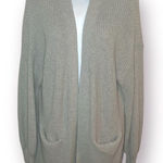 Tahari Gray Cotton Luxe Open Front Cardigan Pockets M Photo 0