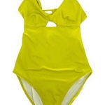 Old Navy Womens Ribbed Front Keyhole Cutout Back One Piece Swimsuit Green Small Photo 0