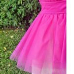 Sincerely Jules M Strapless Peplum Hot Pink Tulle Festival Holiday Party Top Photo 2