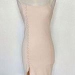 Fletch Brand Textured Ruffle Hem Super Fitted Solid Cream Midi Dress Photo 0