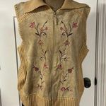 Studio Designers Original Leather Embroidered Vest Size L Tan Size L Photo 0