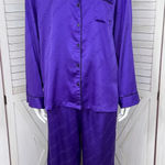 Victoria's Secret  Satin Pajama Set Purple Black Medium Shirt Pants Photo 0