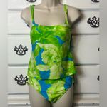 Y2K Tropical‎ Floral Tankini Swimsuit Green Size 10 Photo 1