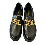 Athlefit women's 7.5 black chunky loafer chain detail, like new Photo 1