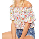 Free People  Bohemian Pastel Bubble Off the Shoulder Top Size Small Photo 0