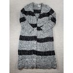 Vince Camuto Two by Chunky Knit Long Cardigan Sweater Black White Wool Blend L Photo 8