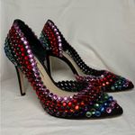 Jessica Simpson Preppi Black and Rainbow Rhinestone Stiletto Heels Photo 4