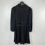 Current Air  Los Angeles Black Pleated Ruffle Mini‎ Dress XL Long Sleeve HighNeck Photo 2