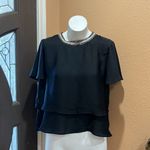 ZARA  black layered jeweled collared blouse Photo 1