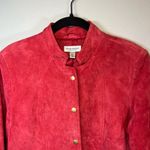 David Brooks Suede Jacket Red Snap Front Moto Minimalist Women's Sz Large Petite Photo 1