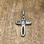 Sterling Silver NWOT Mother of Pearl & Black Onyx Marcasite Cross 925  Pendant Photo 9