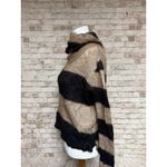 Free People  Small LULU ALPACA BLEND COWL NECK Tan Black Stripe SWEATER Photo 3