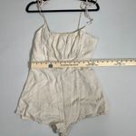 She & Sky She &‎ Sky Women's Romper Medium Beige Sleeveless Tie Strap Smocked Back Casual Photo 3