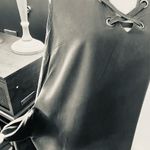 Monteau π« Olive Mini Dress with Lace-Up Detail and silver grommets. Has pockets. Photo 3