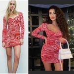 ZARA JACQUARD MINI LONG SLEEVE KNIT DRESS RED/WHITE SIZE M NEW Photo 1