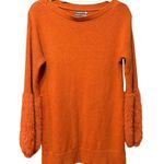 Anthropologie Colma Tunic Sweater Burnt Orange Faux Fur Sleeves Eyelash Cuffs XS Photo 2
