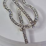 Silver and Crystal Violin Instrument Brooch Pin Photo 3