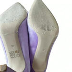 Amara Ostrich Pumps Lilac Pointed toe heeled tag satin feather silver heart.Sz39 Purple Size 8.5 Photo 6