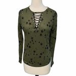 Generation Love Valentina Long Sleeve Lace Up Tee Star Print Green Extra Small Photo 1
