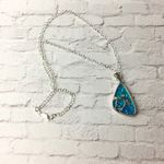 Sterling Silver Lab opal Turtle Necklace Blue Photo 8