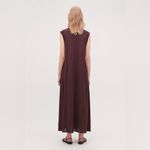 COS  burgundy dress midi maxi long volume pleated cotton jersey cap sleeve wine Photo 6