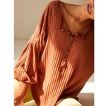 Free People Movement NWT  Bella Layer Ribbed Henley Top Spiced Copper Generous XS Photo 2