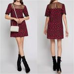 BCBGeneration Dress Womens Mixed Media Red Black Floral Lace Photo 1