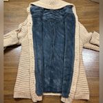 Zaful Size L Camel Brown Fleece Lined Cable Knit Fisherman Cardigan Photo 1