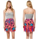 Roxy • one day soon pleated strapless summer dress fandango tropical print Photo 8