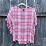 CHAPS  Pink Plaid Ruffle Sleeve Top | S Photo 3