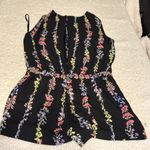 BCBGMAXAZRIA Black and Pink Pleated V-Neck Open Back Romper Photo 2