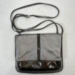 Brighton  Crossbody Bag Metallic Leather Patent Gray Slim Flap Purse Organizer Photo 1