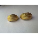 80s Vintage MiMi Di N Signed Chunky Round Embossed Gold Tone Clip On Earrings Photo 1