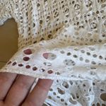 Made In Italy sz L Womens White Cut Out Embroidered Sheer Lace Gauzy Top Blouse Size L Photo 9