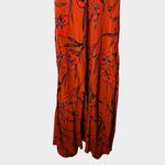 Anthropologie  Floral Slip Dress Small Rust Orange Midi Ruffle Strappy Boho 90s Photo 9