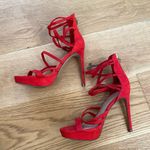 Guess  Strappy Platform Stiletto Heels in Red Photo 2