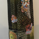 Desigual Layered Tank Dress Sz.8 (40EU) Olive Green Back Floral Front Artsy Boho Photo 0