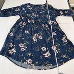 Torrid Blue Floral Challis Zip-Front 3/4 Tab Sleeve Shirt Dress Size 2X Pockets Photo 10
