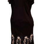 SL Fashions Black Evening Dress Size 16 Beaded Hem Flutter Sleeve V Neck Photo 0