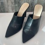 Nine West  Black Leather Point Mule Heel Size 9 Photo 0