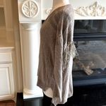 Cozy Sweater Fringe Western V Neck Rodeo Acrylic Wool Womens S Oversized Tan Photo 11