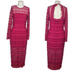 Saylor  Suzie Long Sleeve Lace Sheath Midi Dress Fuchsia‎ Pink Size Medium Photo 1