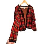 Cervelle Cardigan Sweater Size XL Plaid Red Black Grandpa Gold Buttons Vintage Photo 4